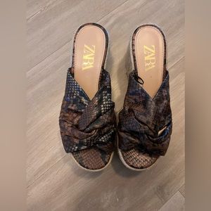 Zara Faux Snake Espadrille Wedge Sandal